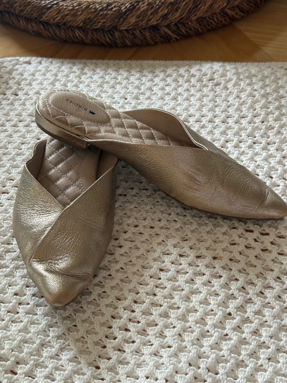 Birdies gold metallic mules